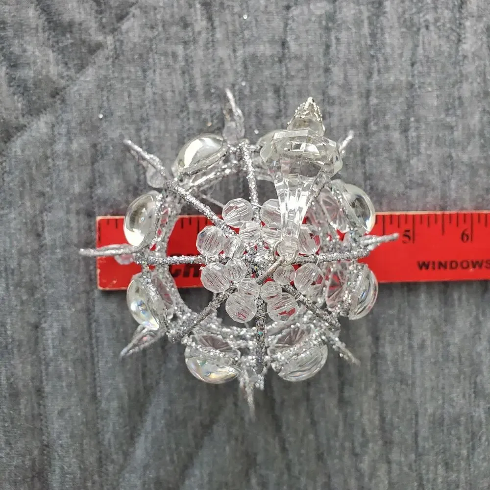 Vintage Katherine Style Jeweled Chandileir Ornaments X6 Silver Crystal Christmas